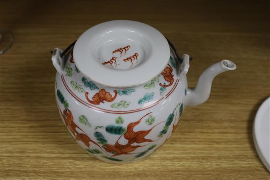 A Chinese goldfish teapot and cover height 12cm